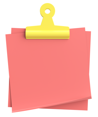 Yapışkan bir not. Üç boyutlu not kağıdı. 3B illüstrasyon.