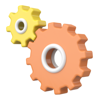 Üç boyutlu vites. Simge ayarlanıyor. 3B illüstrasyon.