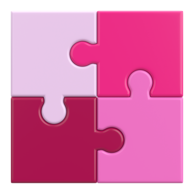 Üç boyutlu bulmaca. Üç boyutlu simge. 3B illüstrasyon.