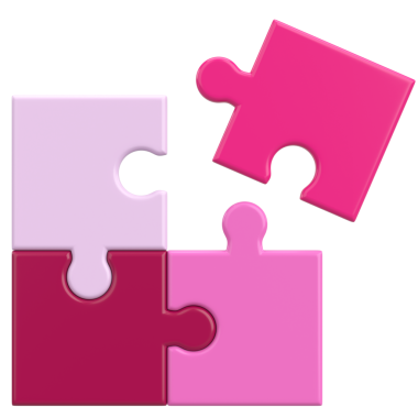 Üç boyutlu bulmaca. Üç boyutlu simge. 3B illüstrasyon.