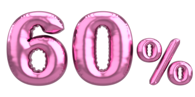 Yüzde altmış. % 60 balon mesajı. 3B illüstrasyon.