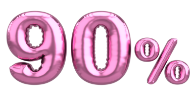 Yüzde doksan. % 90 balon mesajı. 3B illüstrasyon.