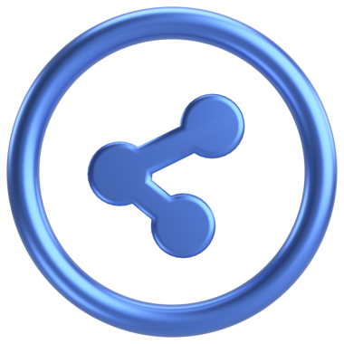 Paylaş düğmesi. Simgeyi paylaş. 3B illüstrasyon.