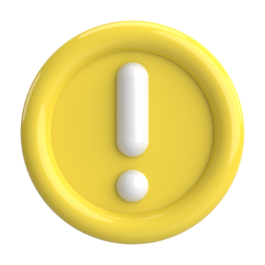 Uyarı işareti. Ünlem işareti. 3B illüstrasyon.