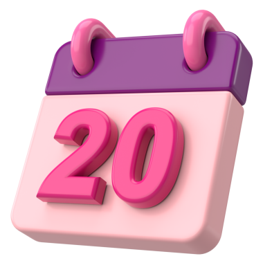 Yirminci Ayın yirminci günü. Takvim. 3B illüstrasyon.