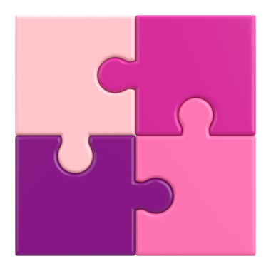 Üç boyutlu bulmaca. Üç boyutlu simge. 3B illüstrasyon.