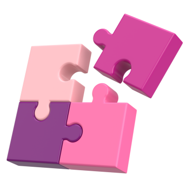 Üç boyutlu bulmaca. Üç boyutlu simge. 3B illüstrasyon.