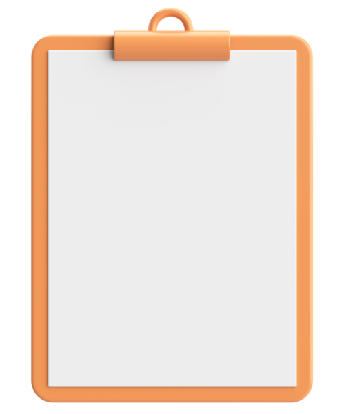 Not kağıdıyla birlikte pano. 3B illüstrasyon.