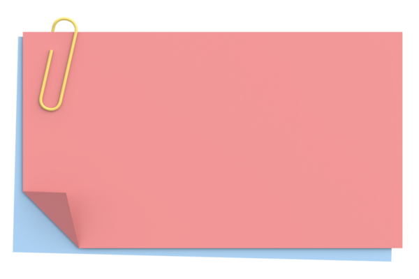 Üç boyutlu not defteri. Yapışkan bir not. 3B illüstrasyon.