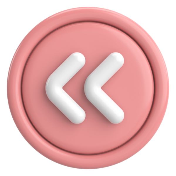 Önceki düğme. Arka düğme. 3B illüstrasyon.