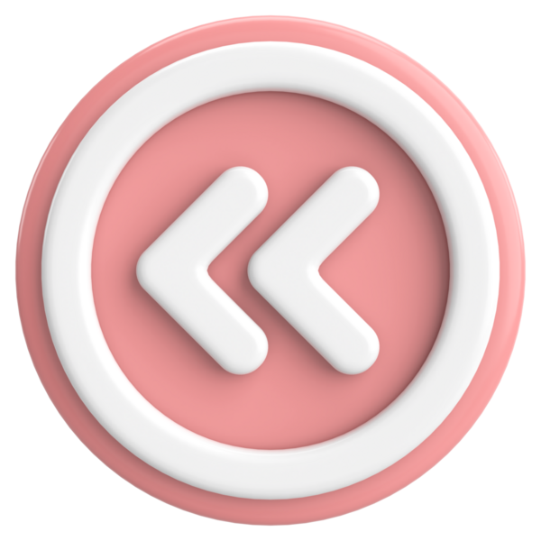 Önceki düğme. Arka düğme. 3B illüstrasyon.