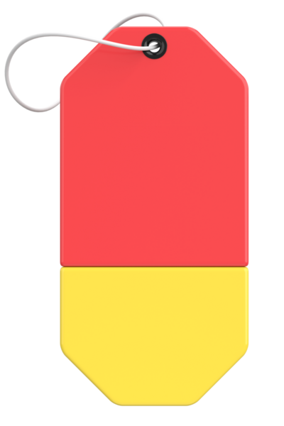 İndirimli etiket. Satış afişi. 3B illüstrasyon.