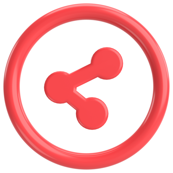 Paylaş düğmesi. Simgeyi paylaş. 3B illüstrasyon.