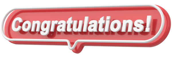 Kutlarım. Kelime ve deyim. 3B illüstrasyon.