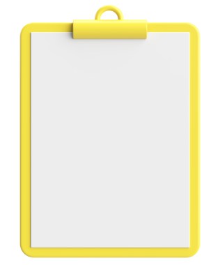 Not kağıdıyla birlikte pano. 3B illüstrasyon.