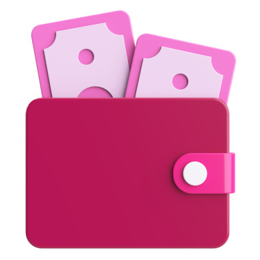 Üç boyutlu cüzdan. Para için. 3B illüstrasyon.