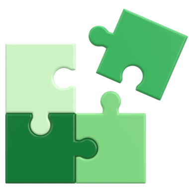 Üç boyutlu bulmaca. Üç boyutlu simge. 3B illüstrasyon.