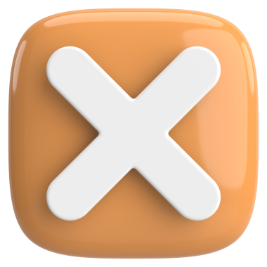 Üç boyutlu kapatma düğmesi. Çapraz. 3B illüstrasyon.