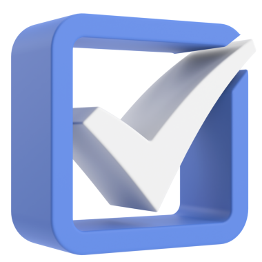 3 boyutlu onay kutusu. İşaretle. 3B illüstrasyon.