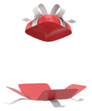 Hediye Kutusu açıldı. Üç boyutlu hediye kutusu. 3B illüstrasyon.