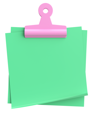 Yapışkan bir not. Üç boyutlu not kağıdı. 3B illüstrasyon.