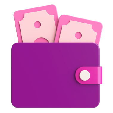 Üç boyutlu cüzdan. Para için. 3B illüstrasyon.