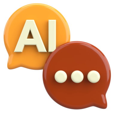 Üç boyutlu Chatbot Simgesi. AI Dil Modeli. 3B illüstrasyon.