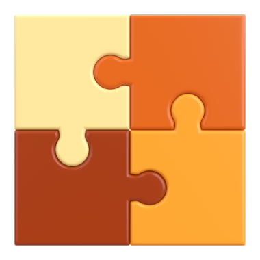 Üç boyutlu bulmaca. Üç boyutlu simge. 3B illüstrasyon.