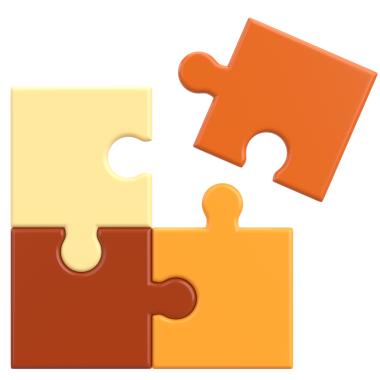 Üç boyutlu bulmaca. Üç boyutlu simge. 3B illüstrasyon.