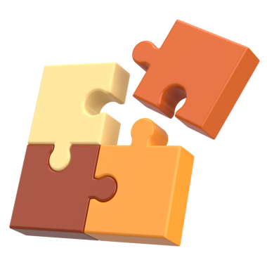 Üç boyutlu bulmaca. Üç boyutlu simge. 3B illüstrasyon.