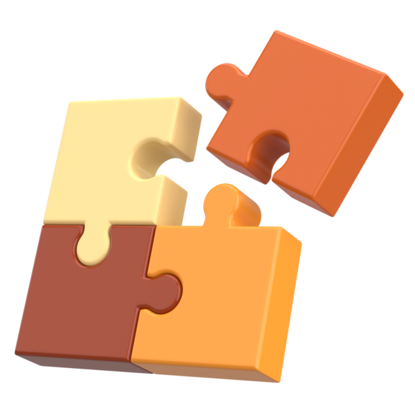 Üç boyutlu bulmaca. Üç boyutlu simge. 3B illüstrasyon.