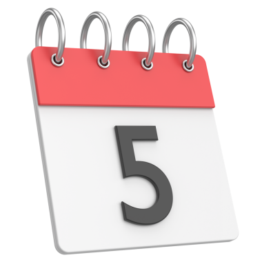 Üç boyutlu takvim. Beşinci gün. Ayın beşinci günü. 3B illüstrasyon.