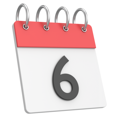 Üç boyutlu takvim. Altıncı gün. Ayın altıncı günü. 3B illüstrasyon.