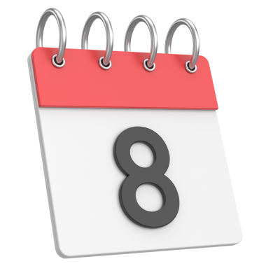 Üç boyutlu takvim. 8. gün. Ayın sekizinci günü. 3B illüstrasyon.