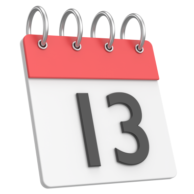 Üç boyutlu takvim. 13. gün. Ayın on üçüncü günü. 3B illüstrasyon.