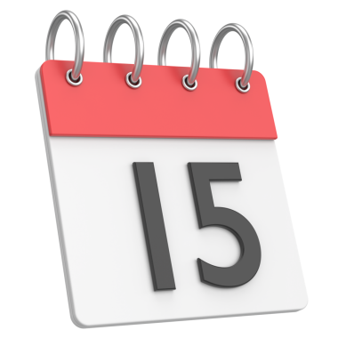 Üç boyutlu takvim. 15. gün. Ayın on beşinci günü. 3B illüstrasyon.