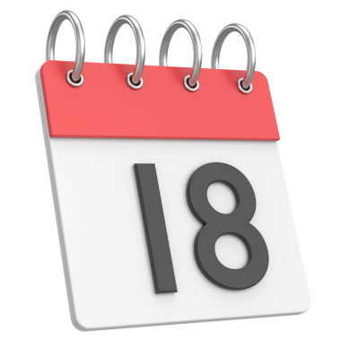 Üç boyutlu takvim. 18. gün. Ayın on sekizinci günü. 3B illüstrasyon.