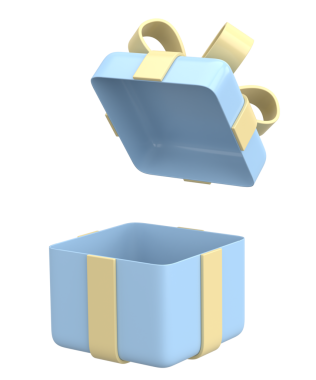 Hediye Kutusu açıldı. Üç boyutlu hediye kutusu. 3B illüstrasyon.