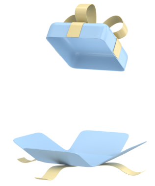 Hediye Kutusu açıldı. Üç boyutlu hediye kutusu. 3B illüstrasyon.