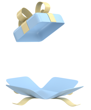 Hediye Kutusu açıldı. Üç boyutlu hediye kutusu. 3B illüstrasyon.