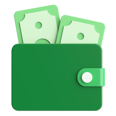 Üç boyutlu cüzdan. Para için. 3B illüstrasyon.