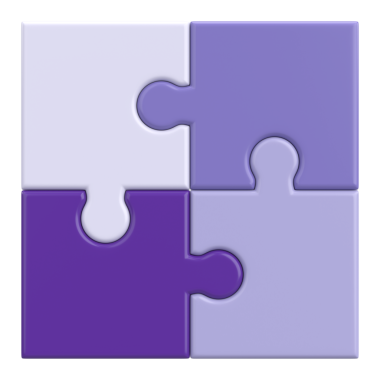 Üç boyutlu bulmaca. Üç boyutlu simge. 3B illüstrasyon.