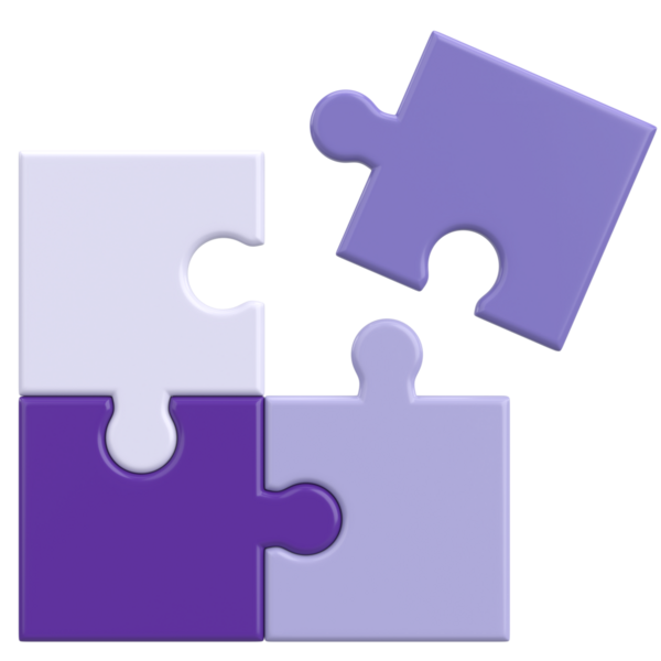 Üç boyutlu bulmaca. Üç boyutlu simge. 3B illüstrasyon.