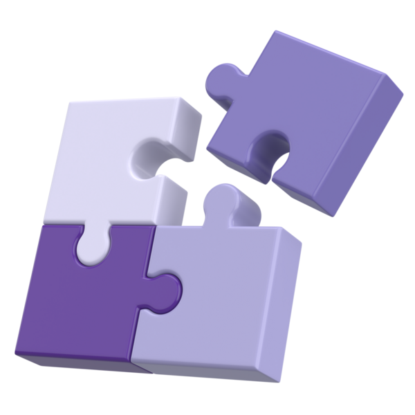 Üç boyutlu bulmaca. Üç boyutlu simge. 3B illüstrasyon.