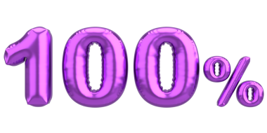 Yüzde yüz. % 100 balon mesajı. 3B illüstrasyon.