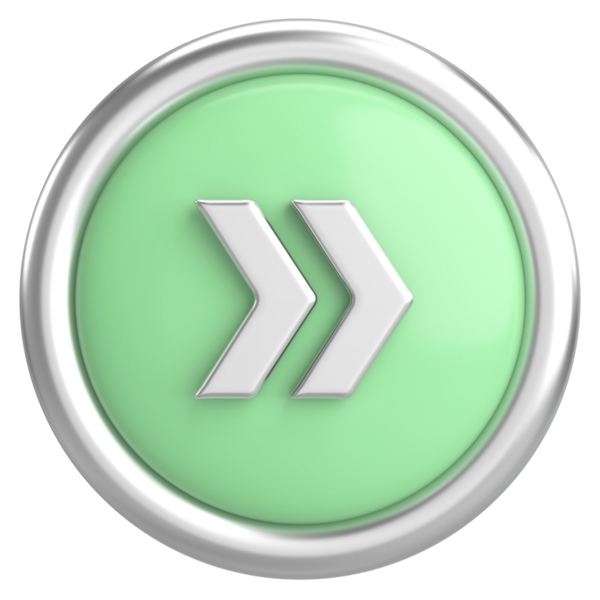 Sonraki düğme. Devam et düğmesi. 3B illüstrasyon.