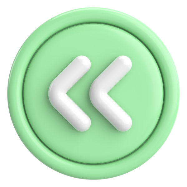 Önceki düğme. Arka düğme. 3B illüstrasyon.