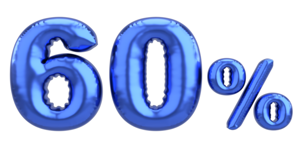 Yüzde altmış. % 60 balon mesajı. 3B illüstrasyon.