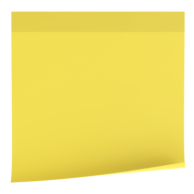 Yapışkan bir not. Üç boyutlu not kağıdı. 3B illüstrasyon.