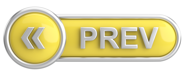 Önceki düğme. Arka düğme. 3B illüstrasyon.